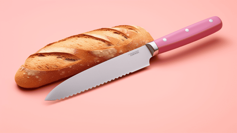 Bread Knife with Serrated Edge on a Table